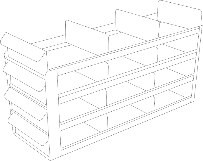 UFS-333 - Sliding Tray Rack for 3" Boxes, 3x3 Configuration