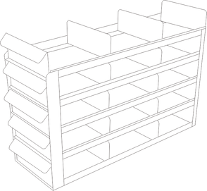 Crystal Industries - UFS-352 - Upright Sliding Tray Rack for 2" Boxes, 3x5 Configuration