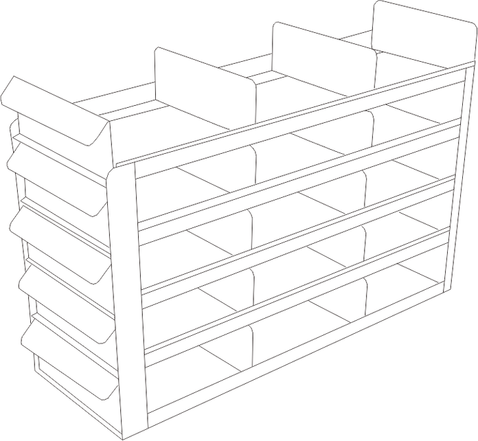 UFS-352 - Sliding Tray Rack for 2" Boxes, 3x5 Configuration