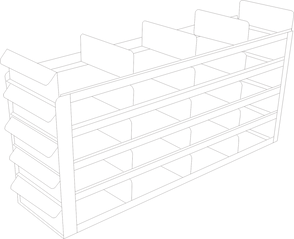 UFS-453 - Sliding Tray Rack for 3" Boxes, 4x5 Configuration