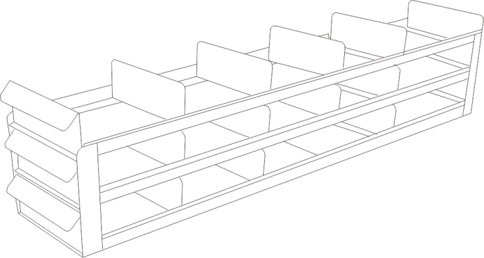 UFS-532 - Sliding Tray Rack for 2" Boxes, 5x3 Configuration